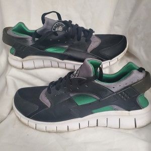 Nike Huarache Free Run Black Green Gray Running Shoes Size 11 510801-031